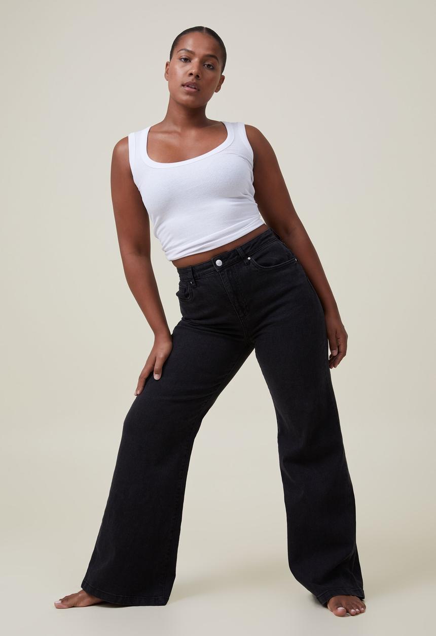 Cotton On - Curvy stretch wide jean - graphite black