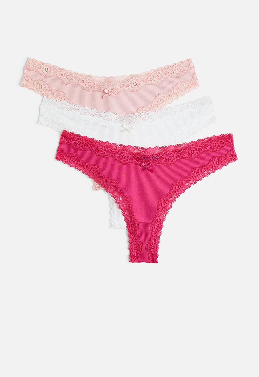 H&M - 3-pack brazilian briefs - pink & white