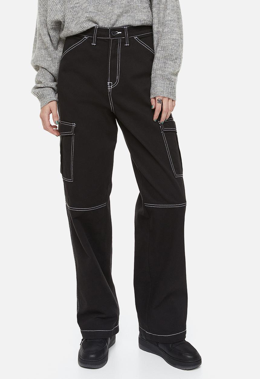 H&M - Twill cargo trousers - black