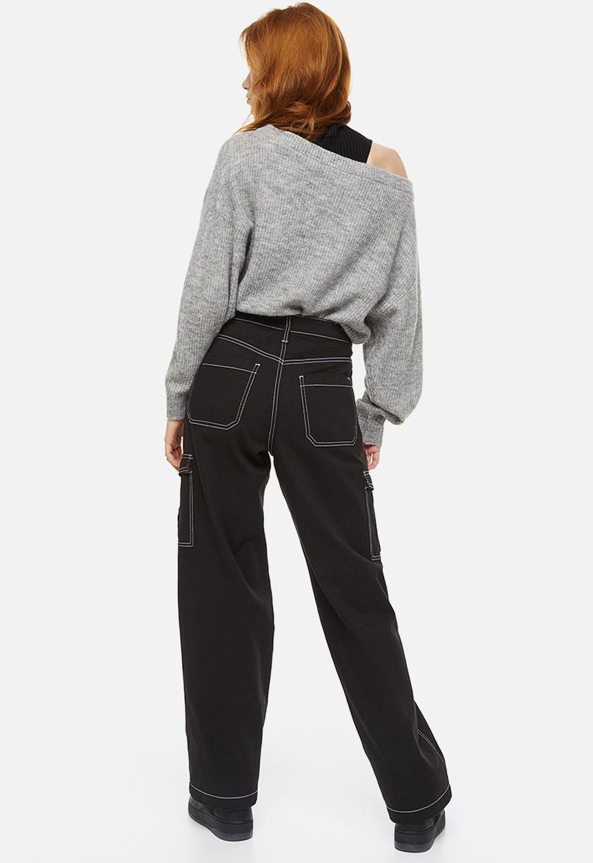 H&M - Twill cargo trousers - black