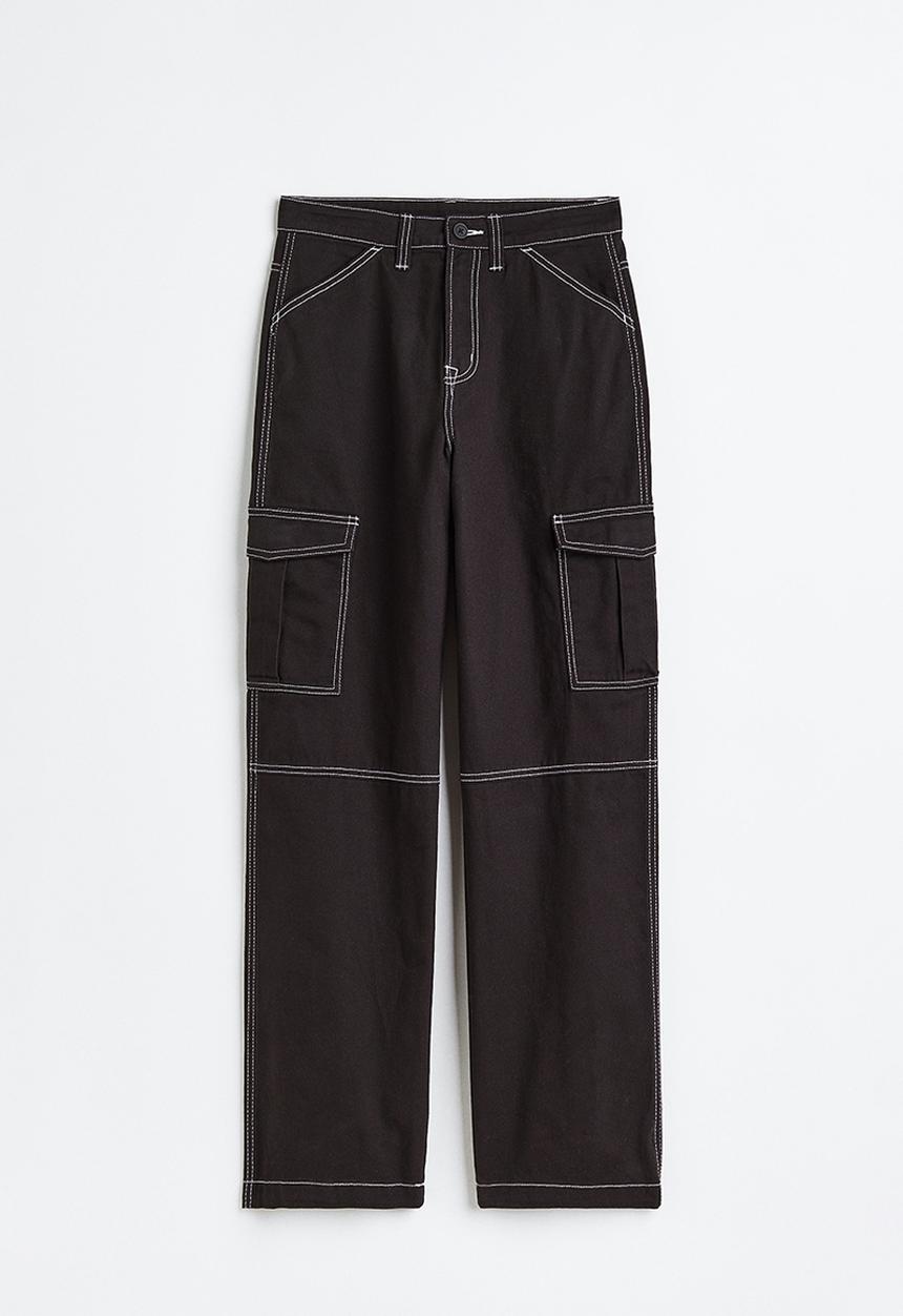 H&M - Twill cargo trousers - black