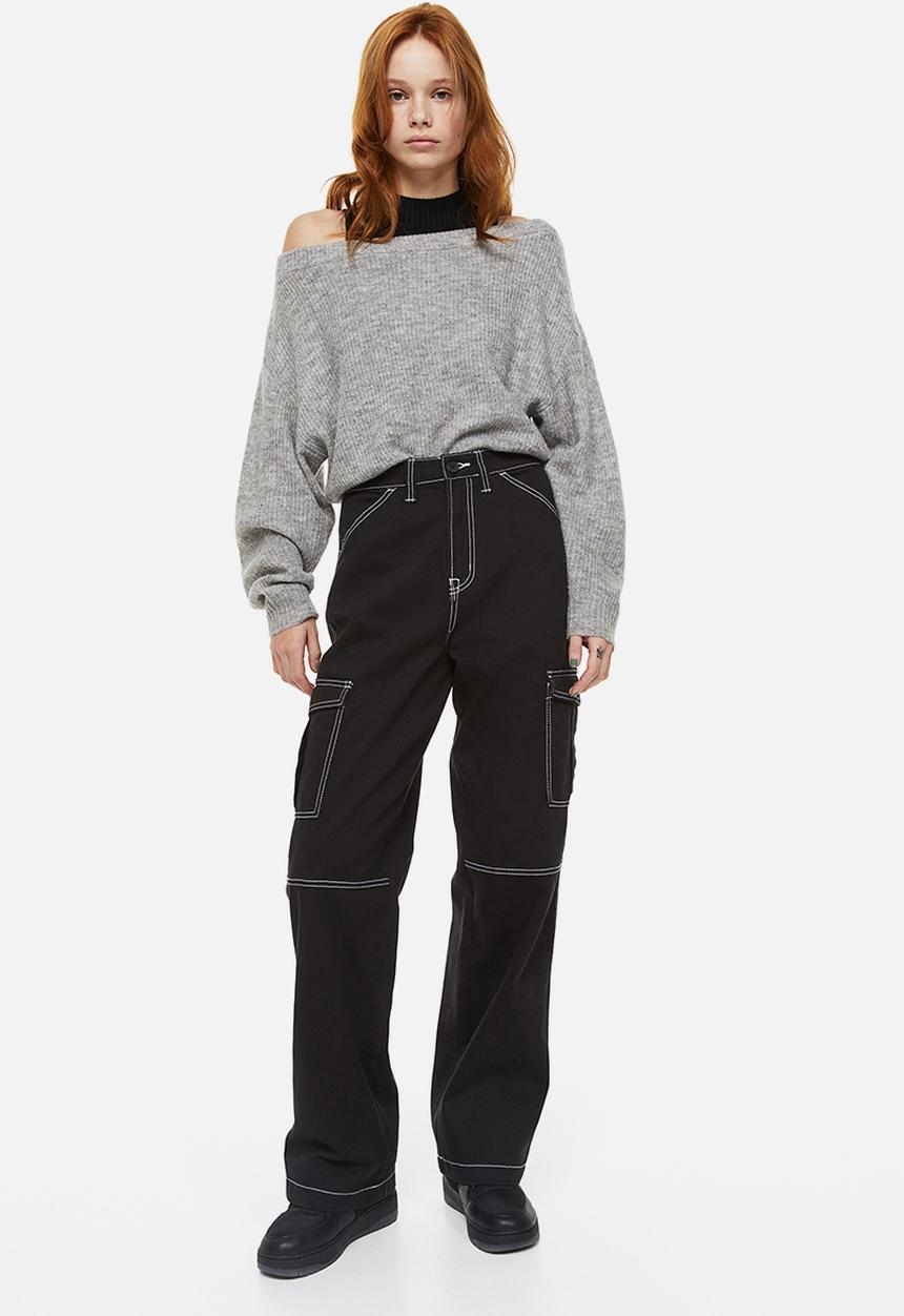 H&M - Twill cargo trousers - black