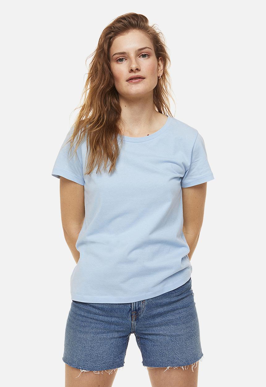H&M - Cotton T-shirt - light blue 