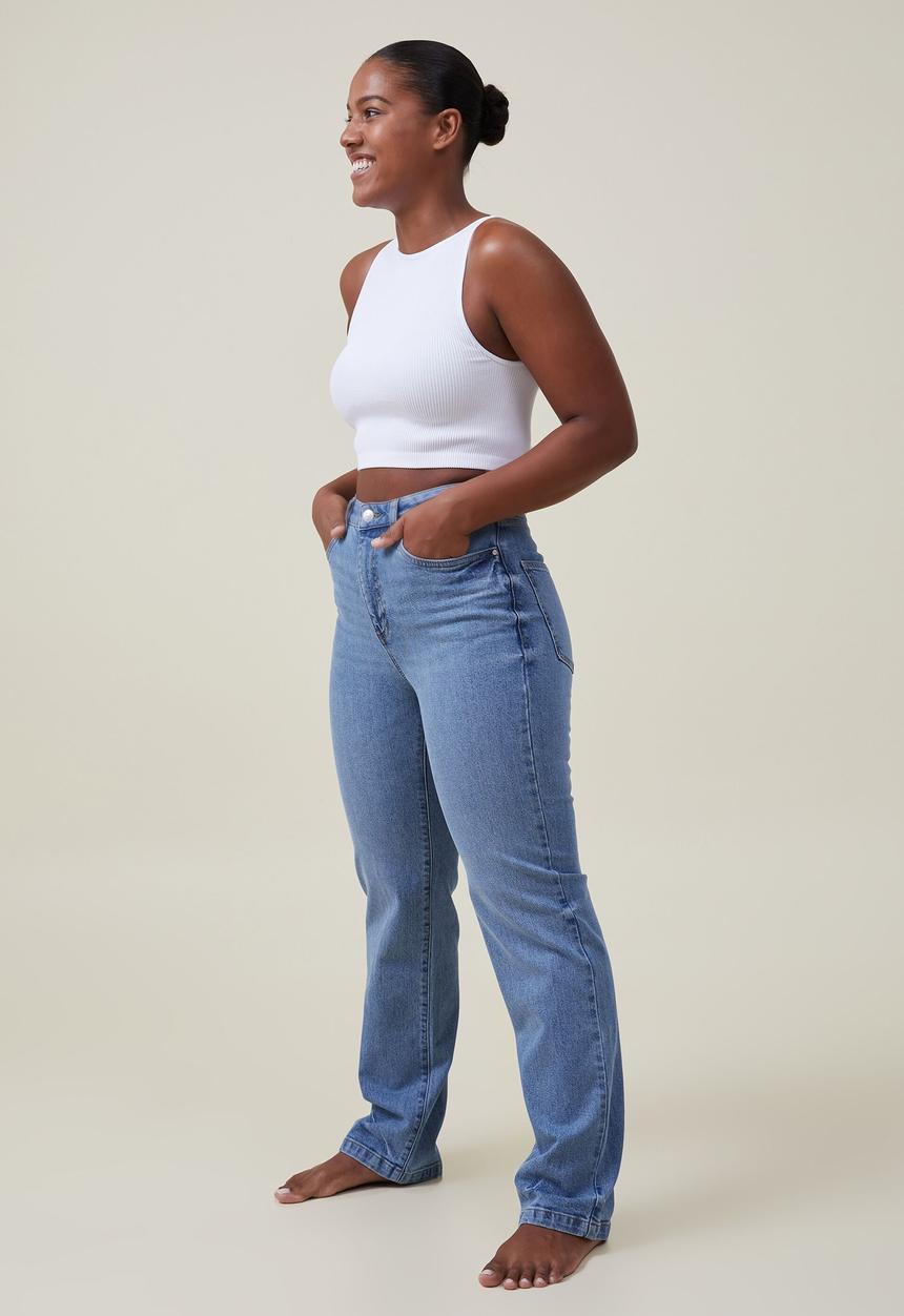 Cotton On - Plus curvy stretch straight jean - surfers blue
