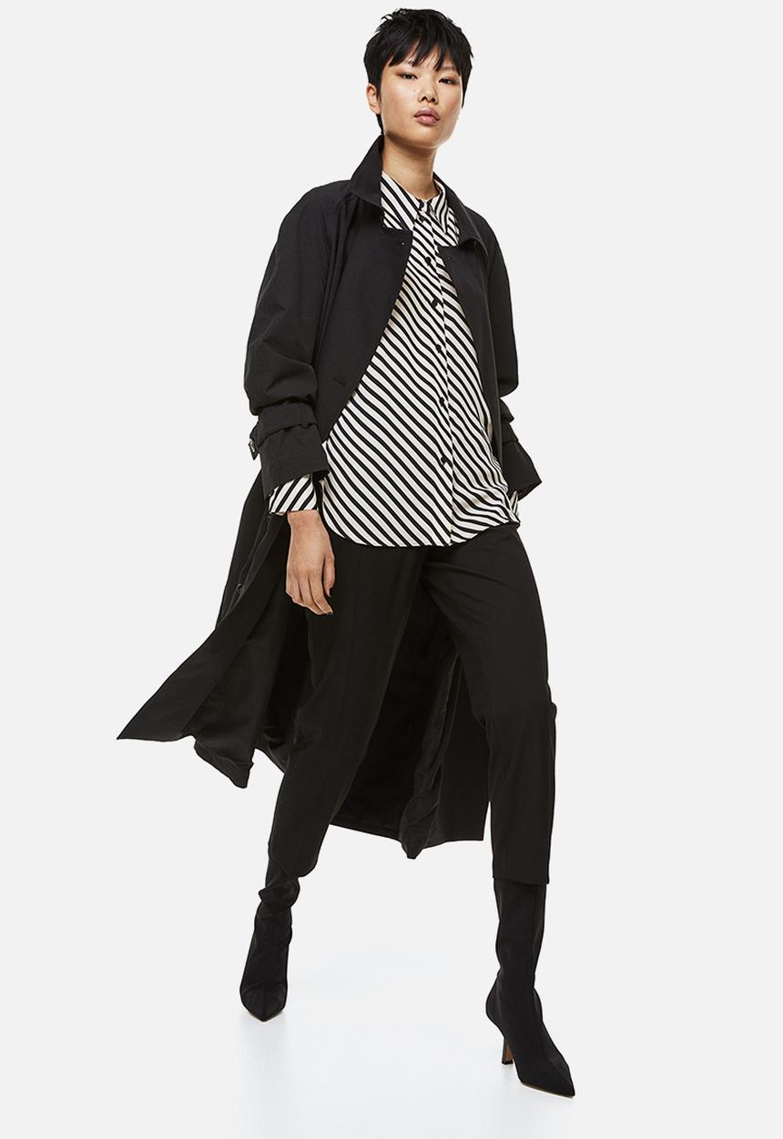 H&M - Pointed-collar shirt - black,white