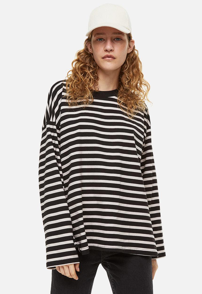 H&M - Oversized jersey top - black,multi