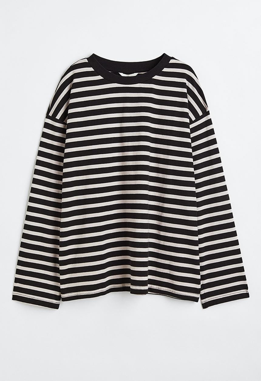 H&M - Oversized jersey top - black,multi