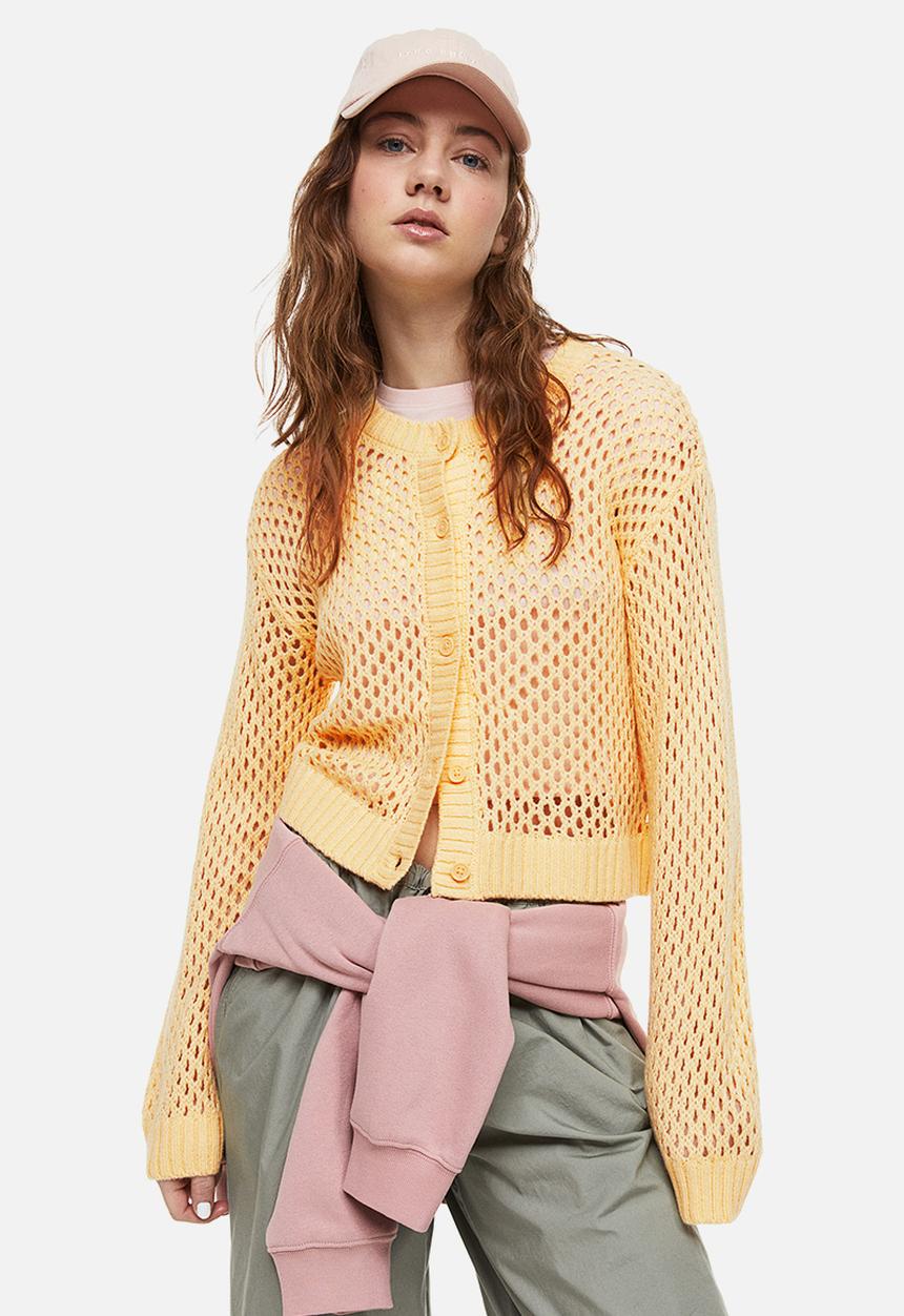H&M - Hole-knit cardigan - yellow