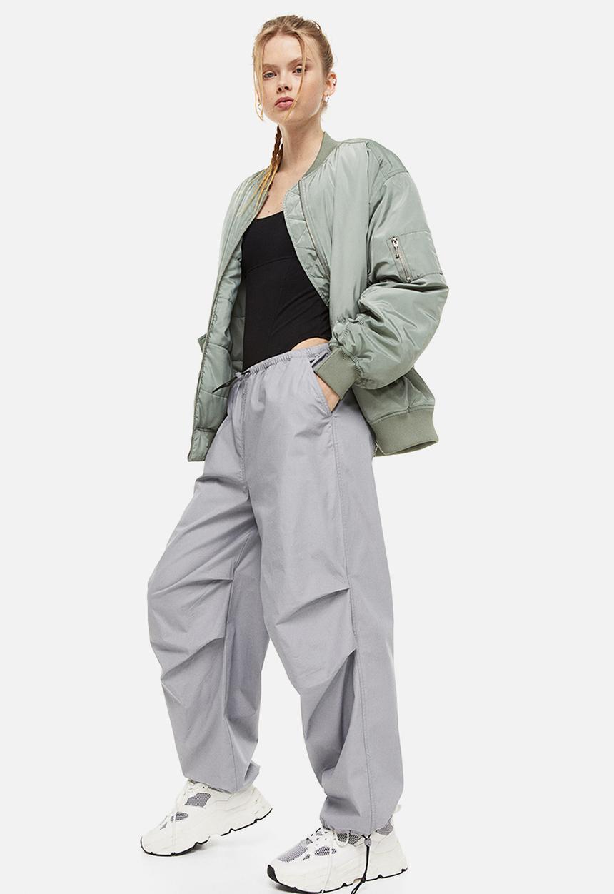 H&M - Parachute trousers - light grey 