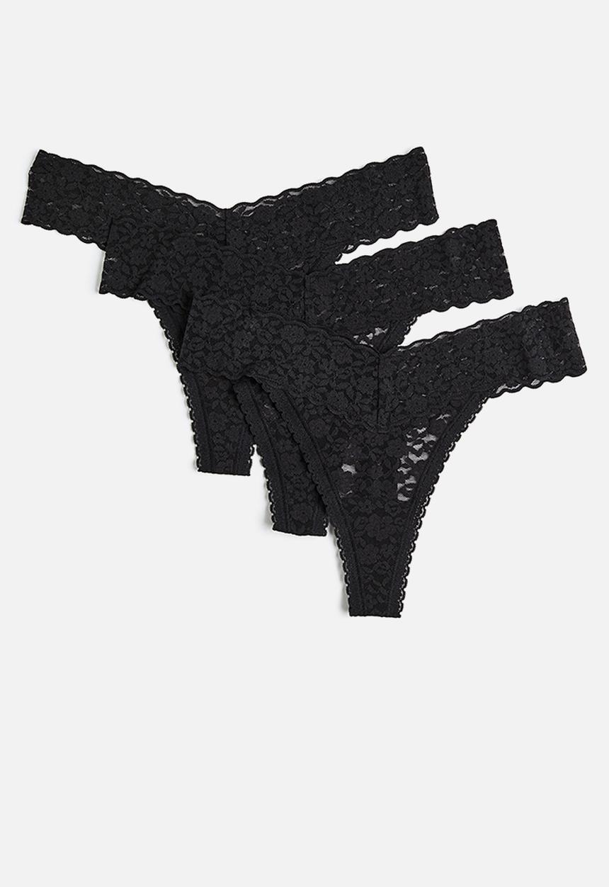 H&M - 3-pack lace thong briefs - black
