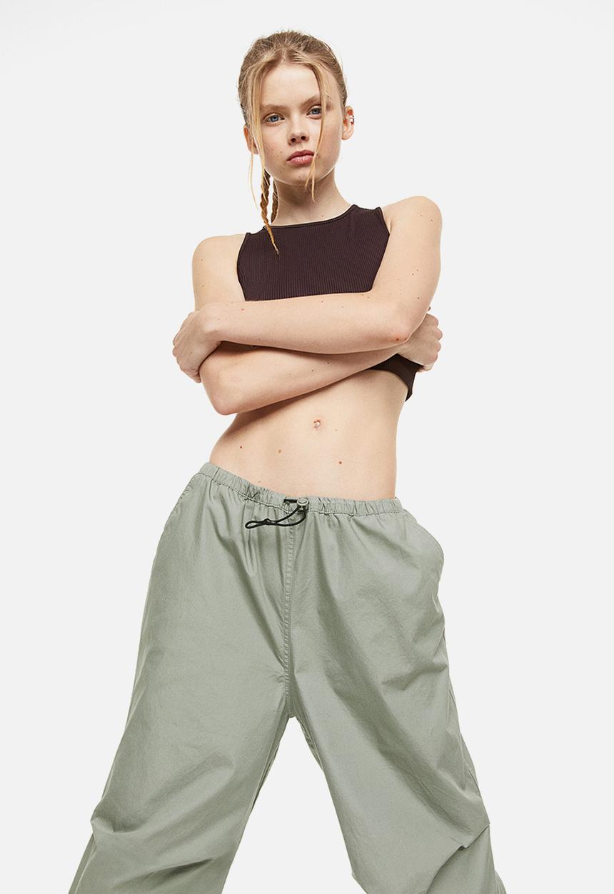 H&M - Parachute trousers - light khaki green 
