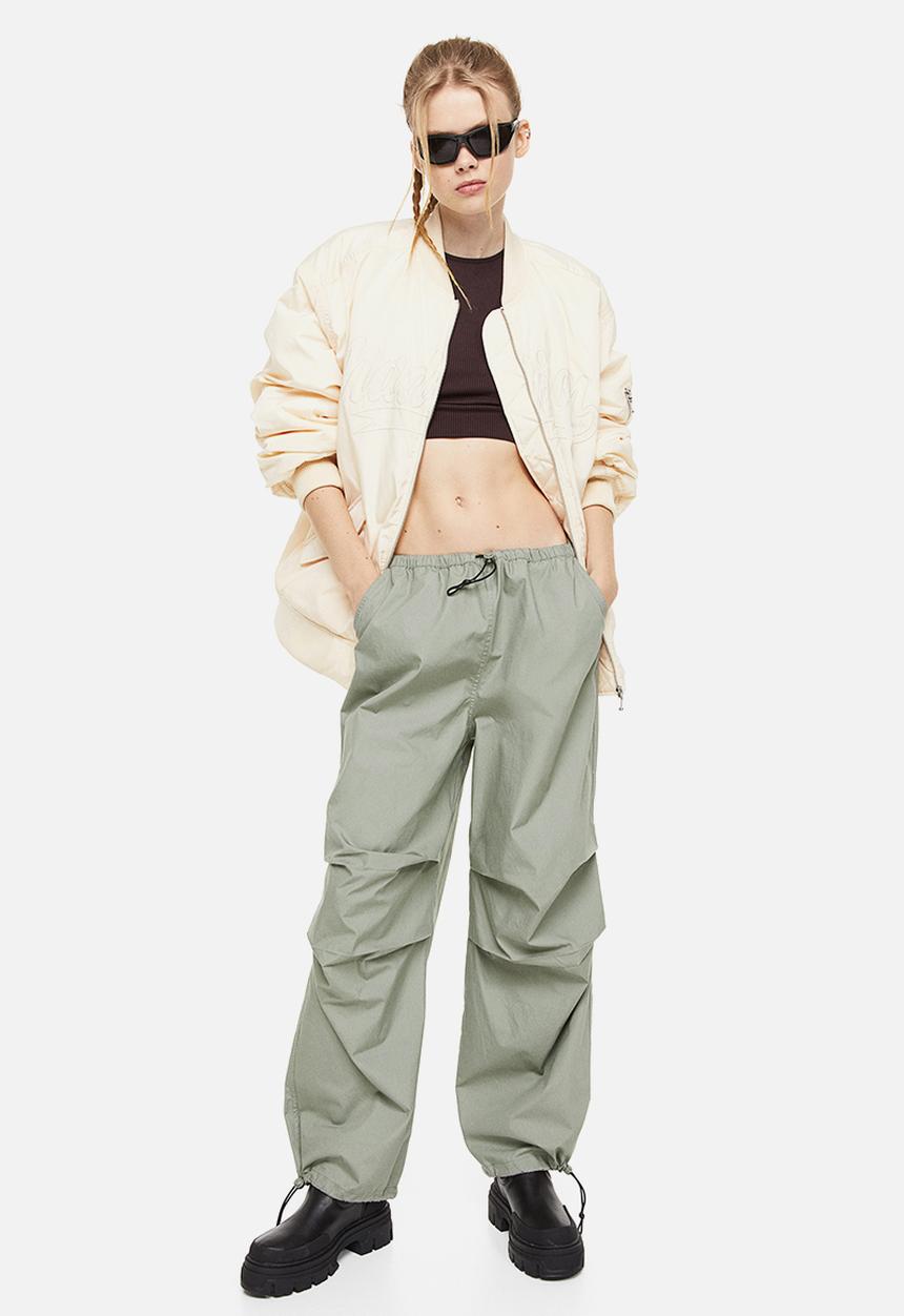 H&M - Parachute trousers - light khaki green 