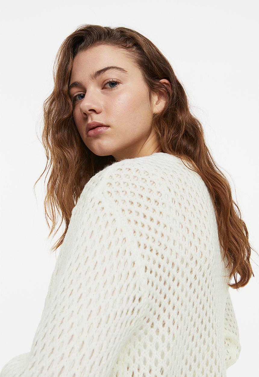 H&M - Hole-knit cardigan - cream