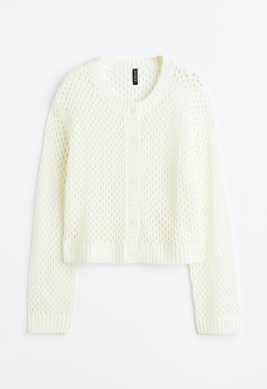 H&M - Hole-knit cardigan - cream