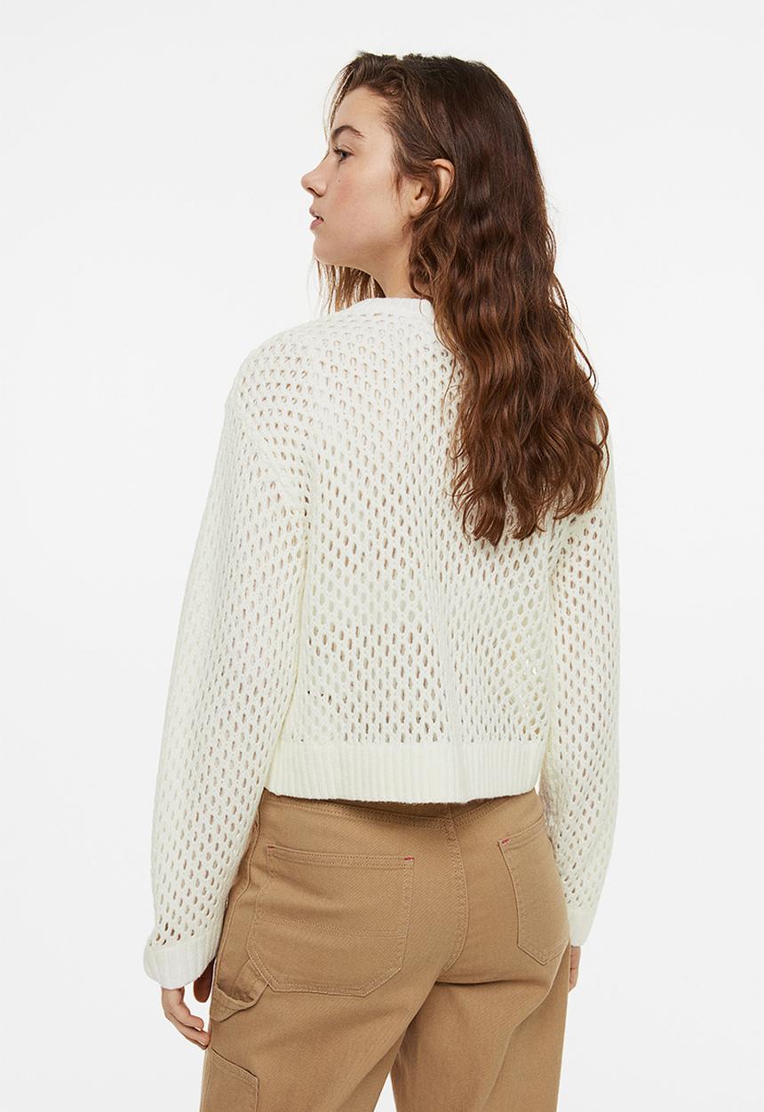 H&M - Hole-knit cardigan - cream