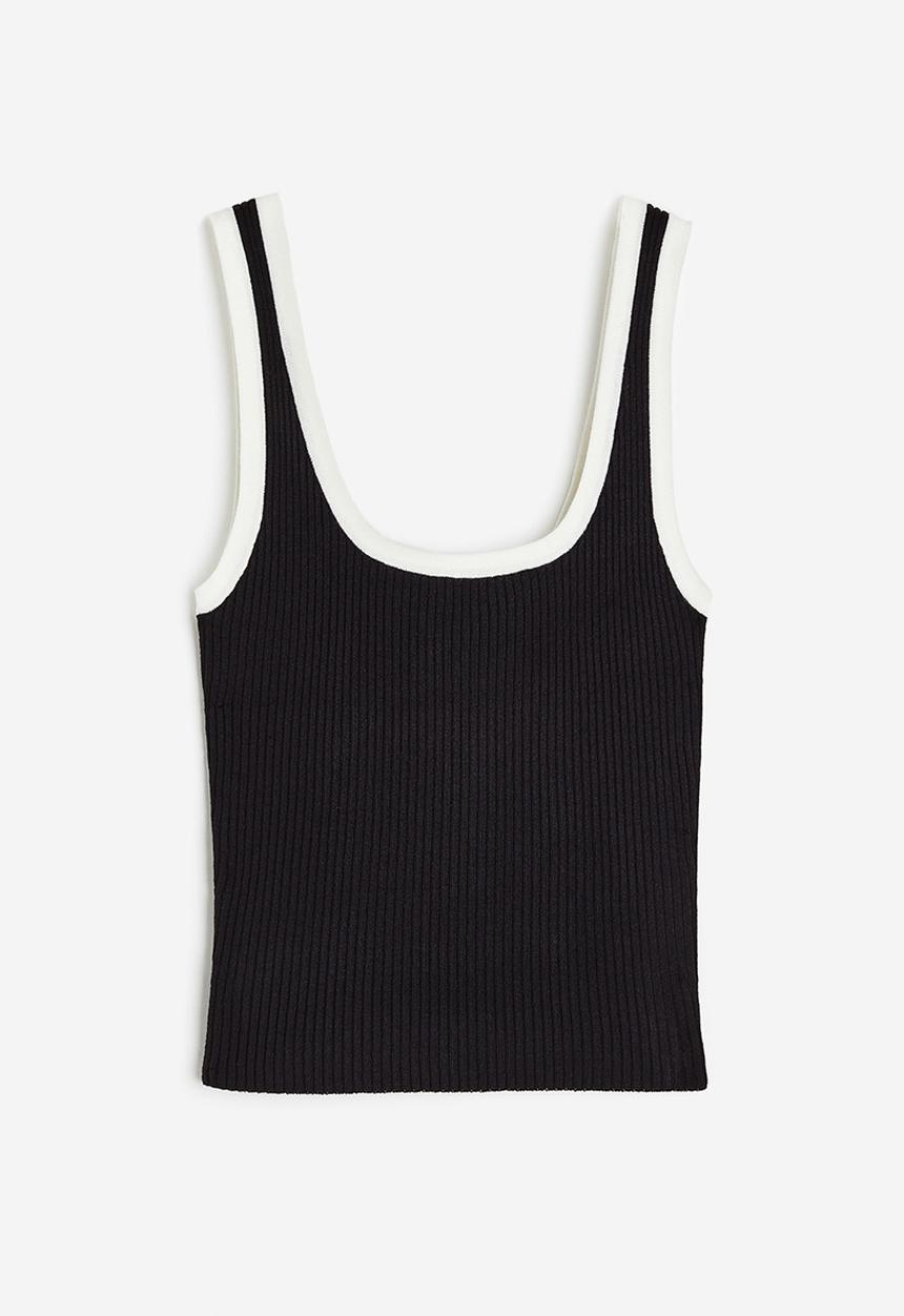H&M - Rib-knit vest top - black & white