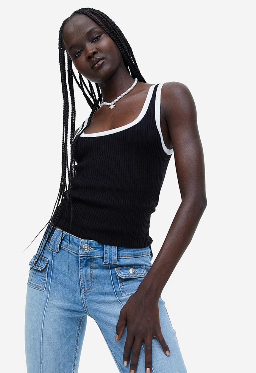 H&M - Rib-knit vest top - black & white