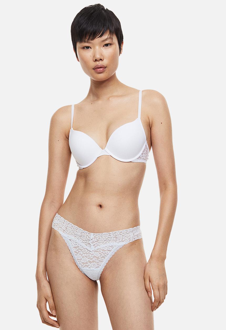 H&M - 3-pack lace thong briefs - blue & white