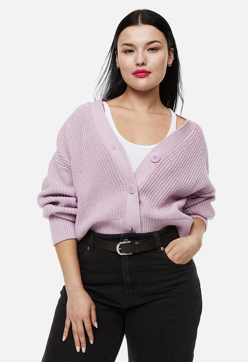 H&M - Rib-knit cardigan - light purple 