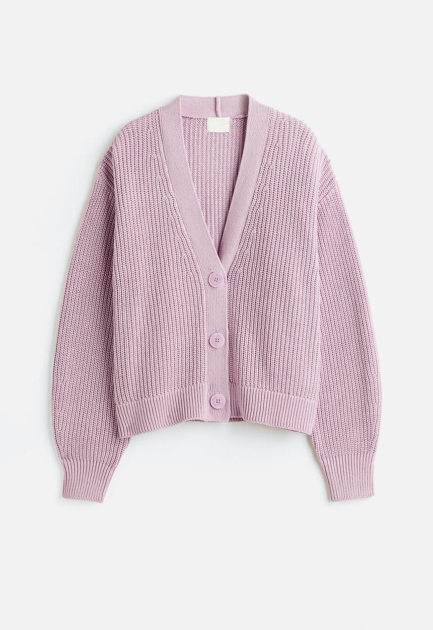 H&M - Rib-knit cardigan - light purple 