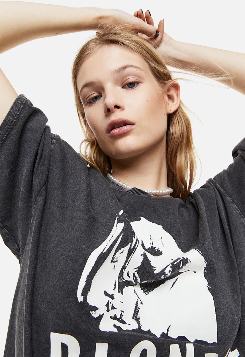 H&M - Oversized printed t-shirt - grey,multi