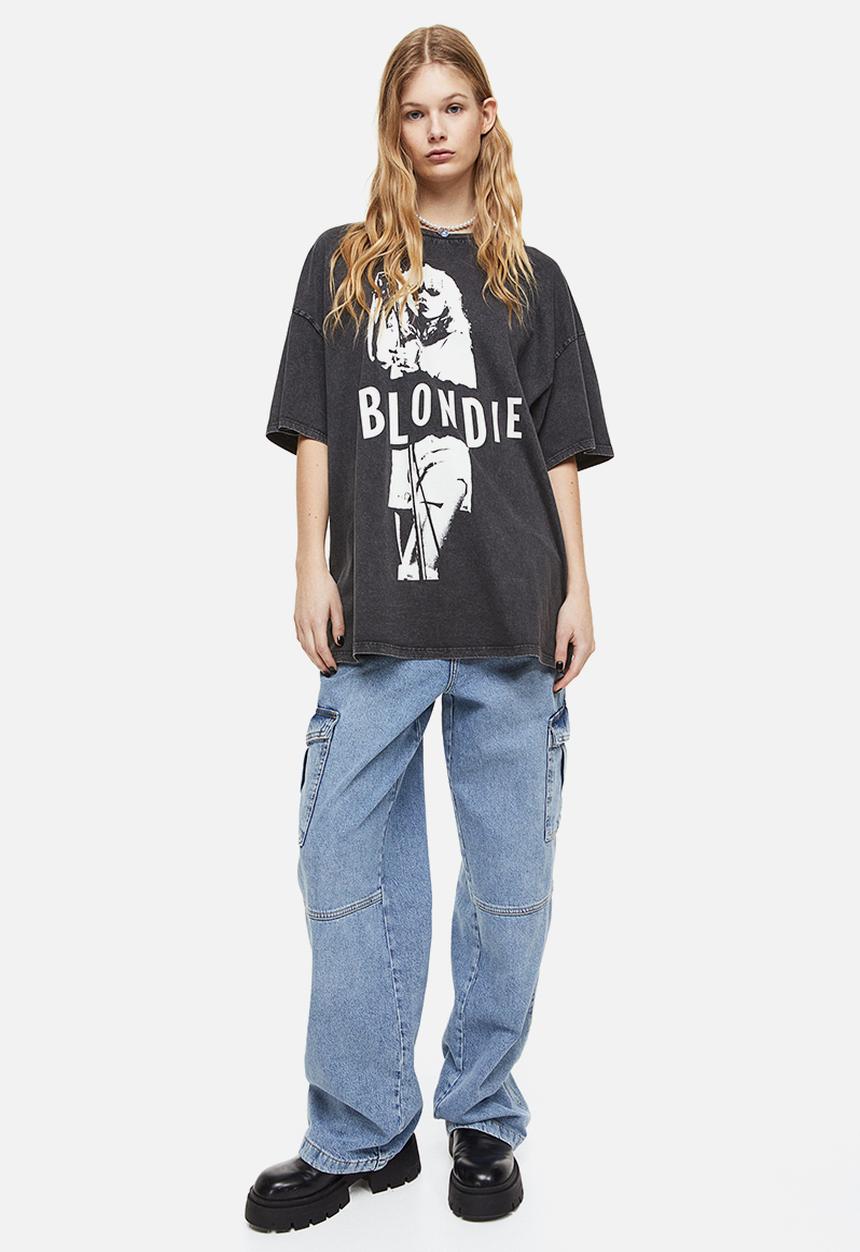 H&M - Oversized printed t-shirt - grey,multi