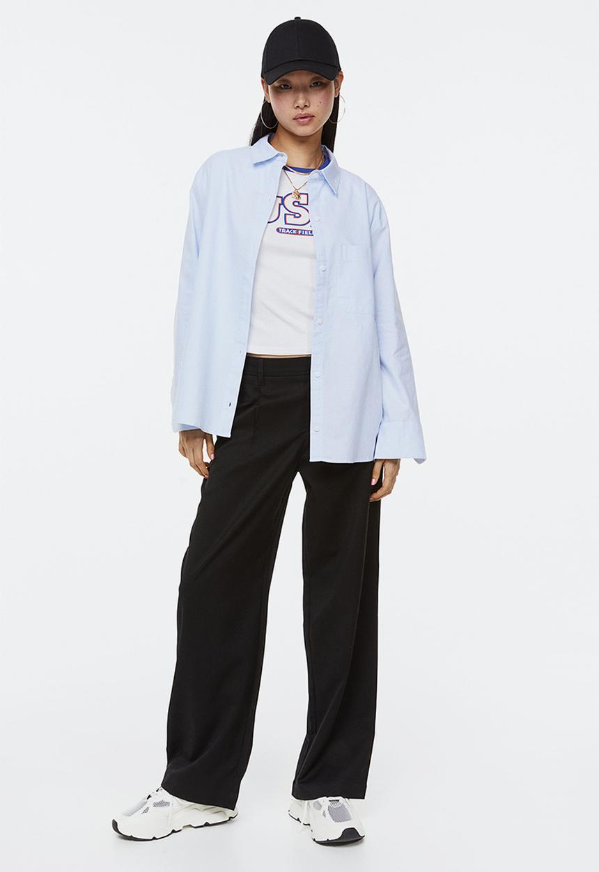 H&M - Oxford shirt - light blue/striped