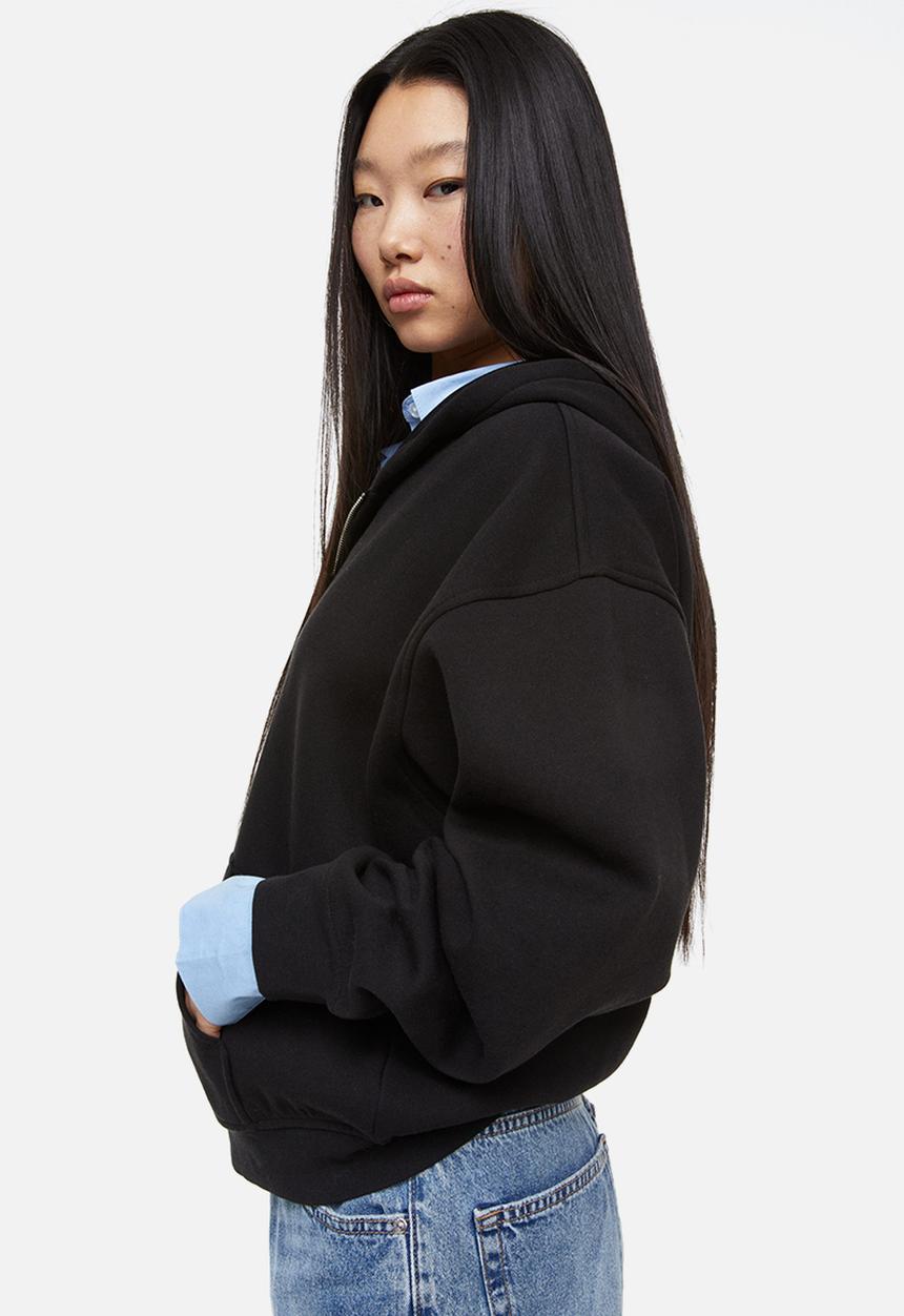 H&M - Oversized zip-through hoodie - black