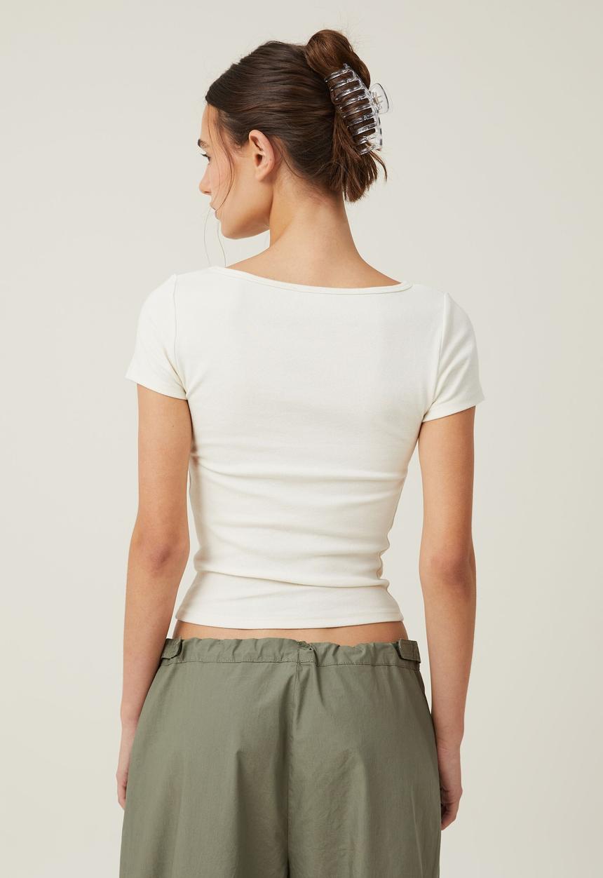 Cotton On - Madison short sleeve top - neutral white