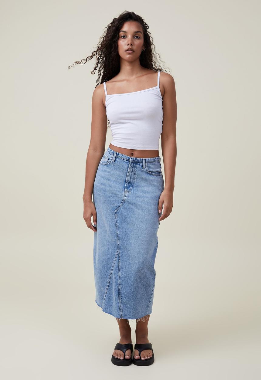 Cotton On - Maxi denim skirt - bells blue