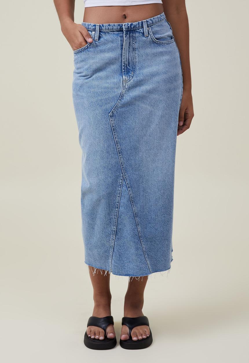 Cotton On - Maxi denim skirt - bells blue