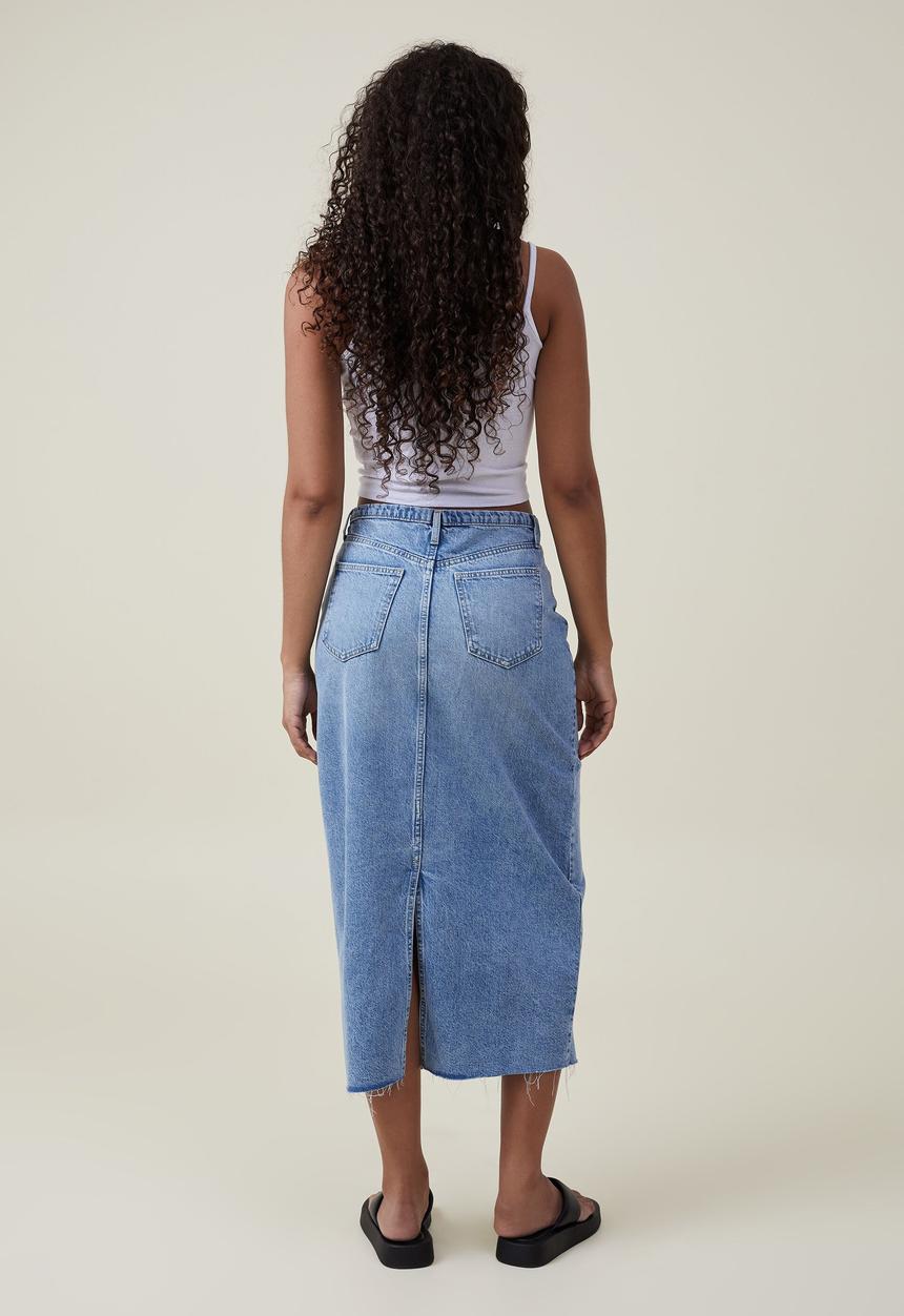 Cotton On - Maxi denim skirt - bells blue