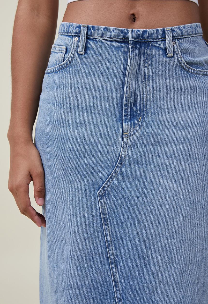 Cotton On - Maxi denim skirt - bells blue