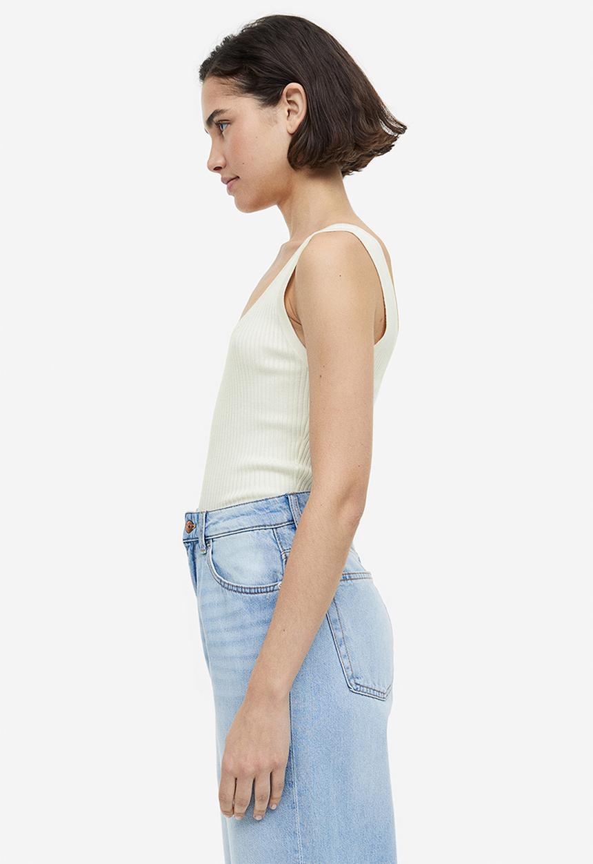 H&M - Rib-knit vest top - cream 