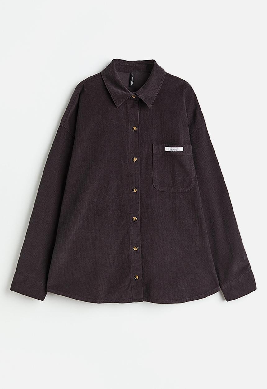 H&M - Oversized corduroy overshirt - black