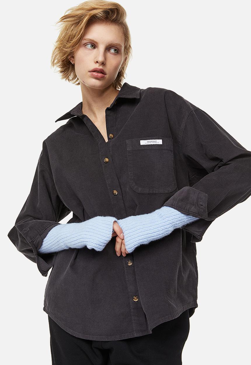 H&M - Oversized corduroy overshirt - black
