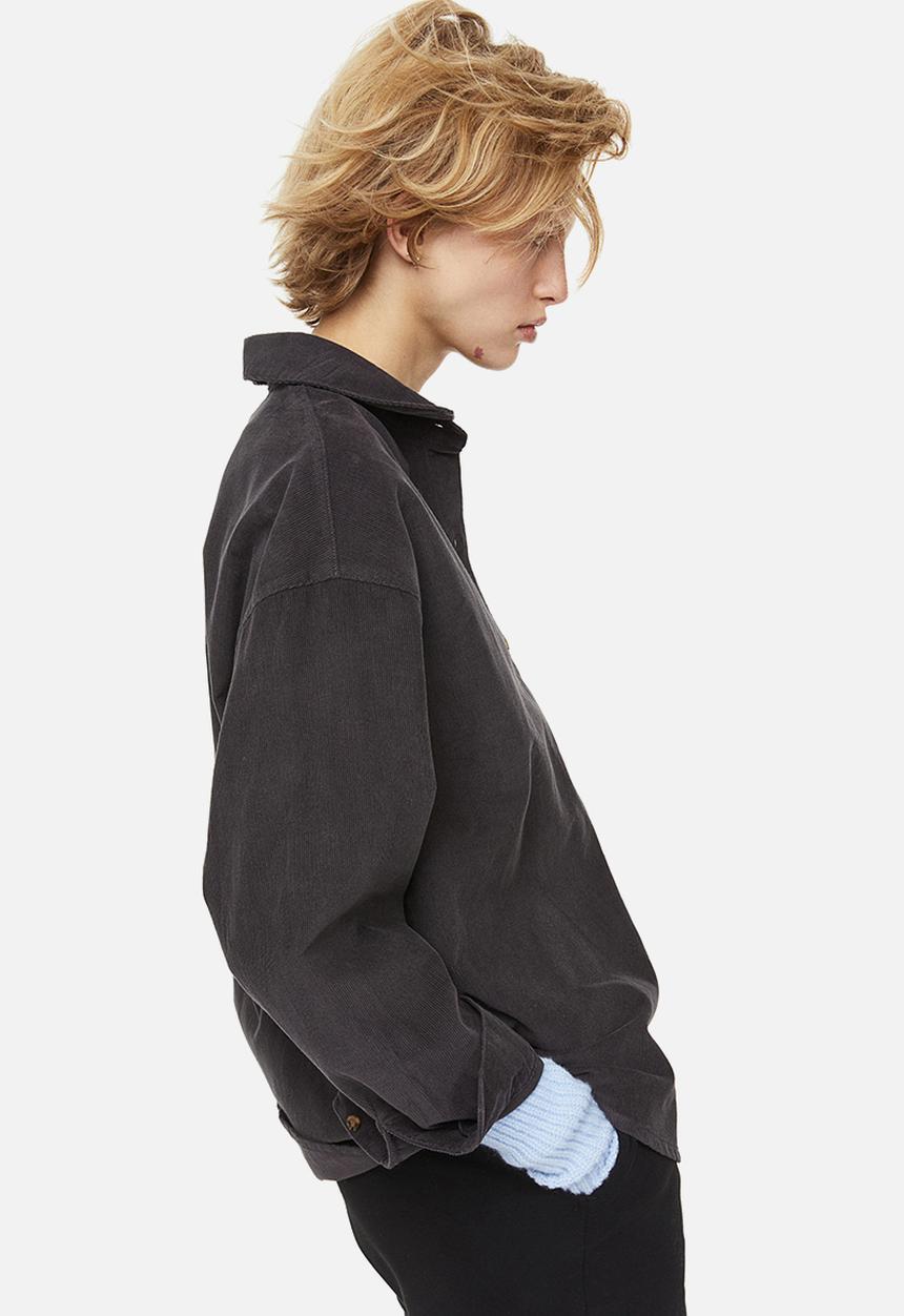 H&M - Oversized corduroy overshirt - black