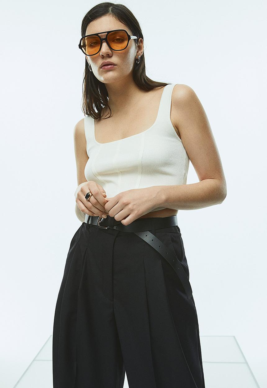 H&M - Fine-knit corset top - white