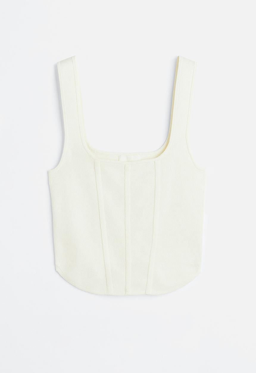H&M - Fine-knit corset top - white