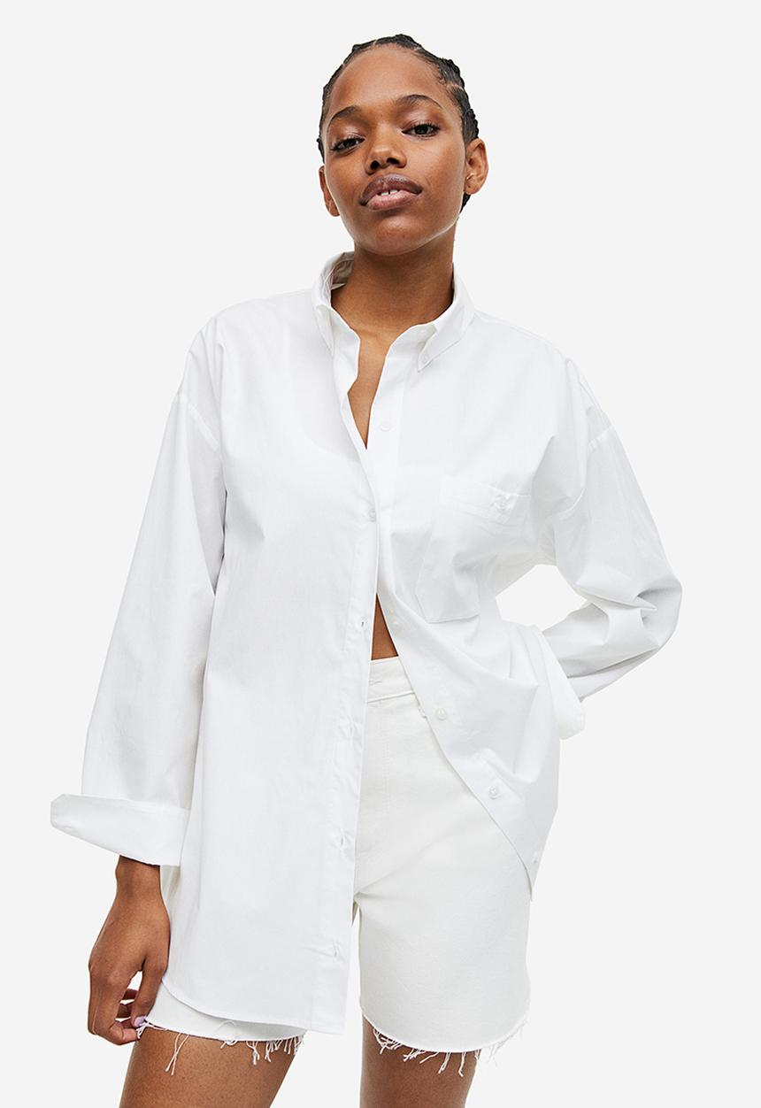 H&M - Oversized poplin shirt - white