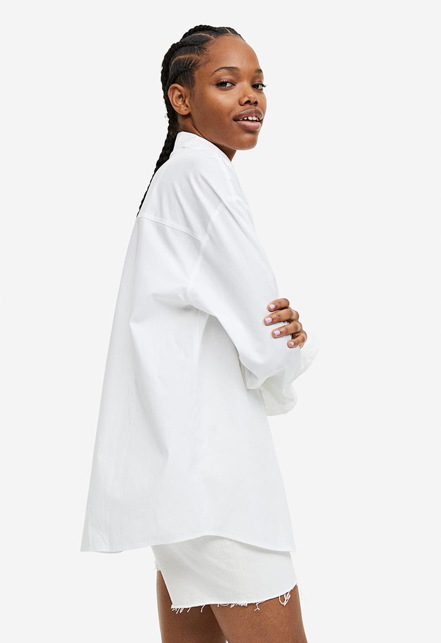 H&M - Oversized poplin shirt - white