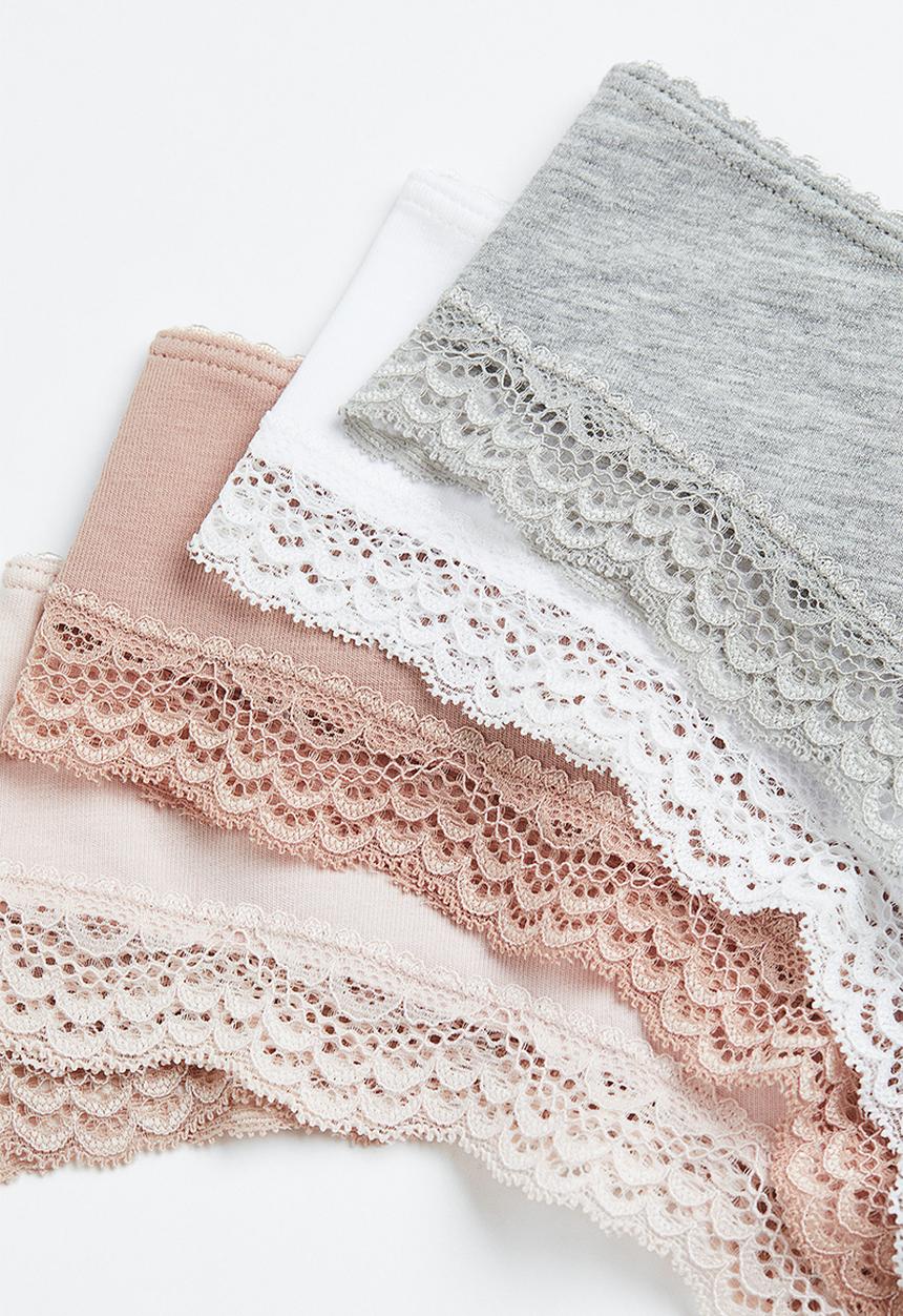 H&M - 5-pack brazilian briefs - grey,pink,white
