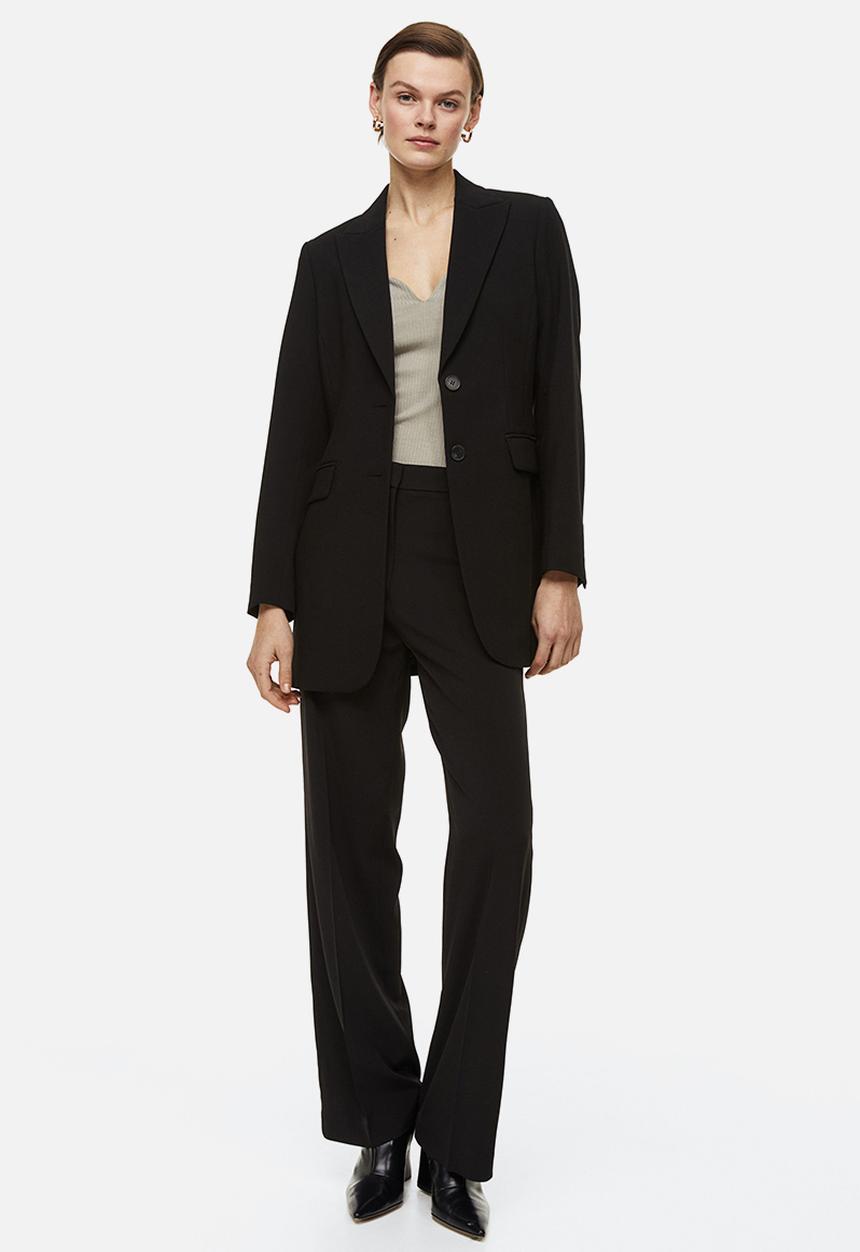 H&M - Long-sleeved ribbed top - light greige