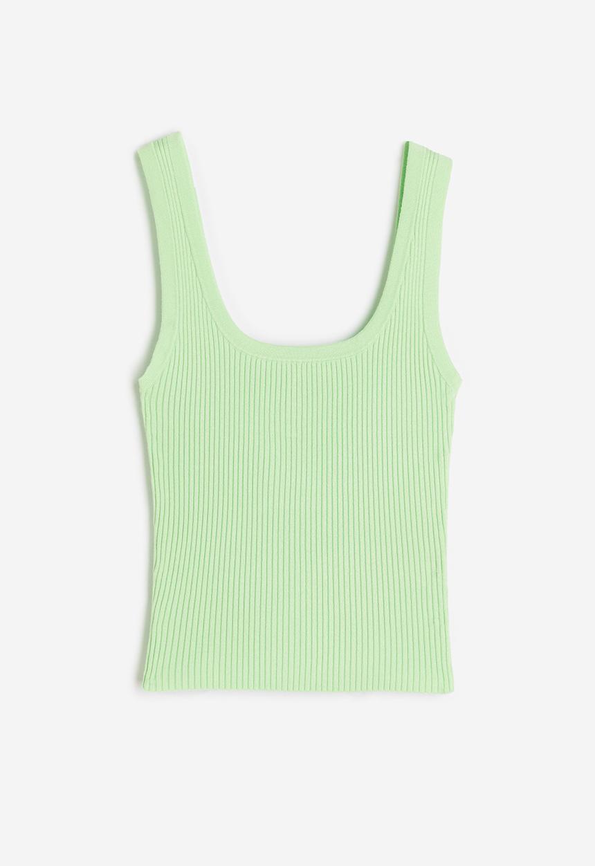 H&M - Rib-knit vest top - light green 