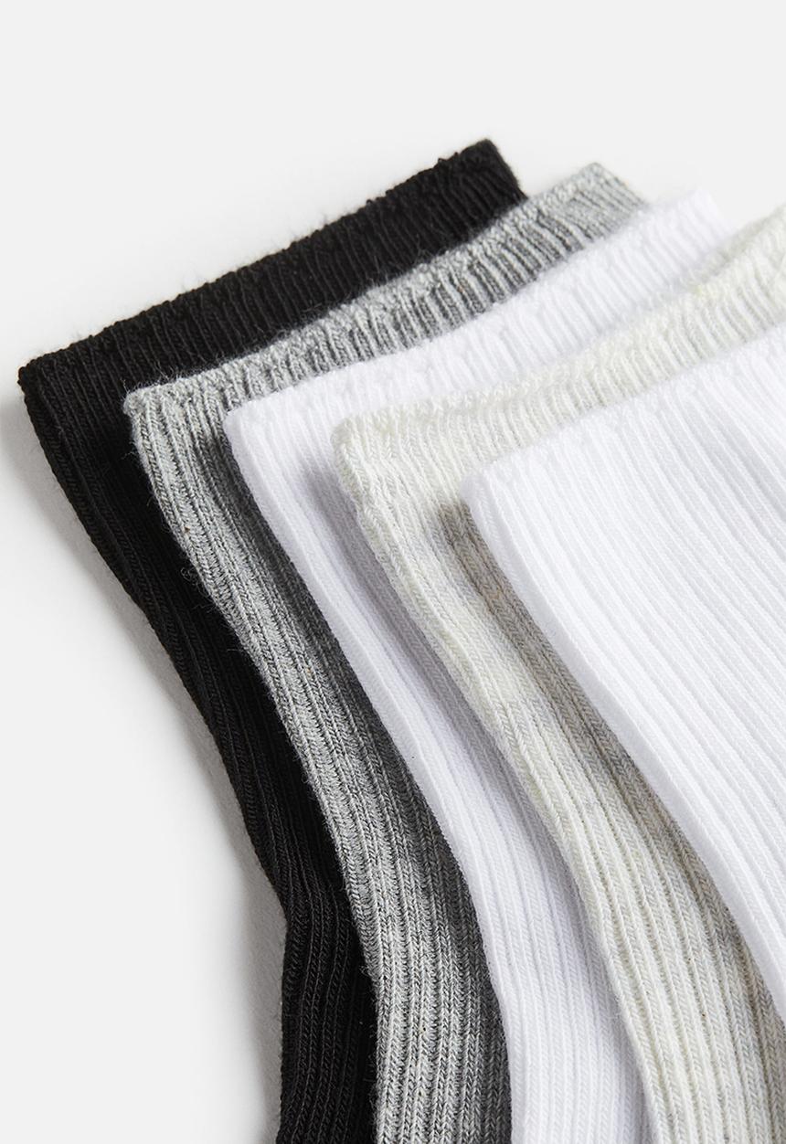 H&M - 5-pack trainer socks - black/grey marl / white