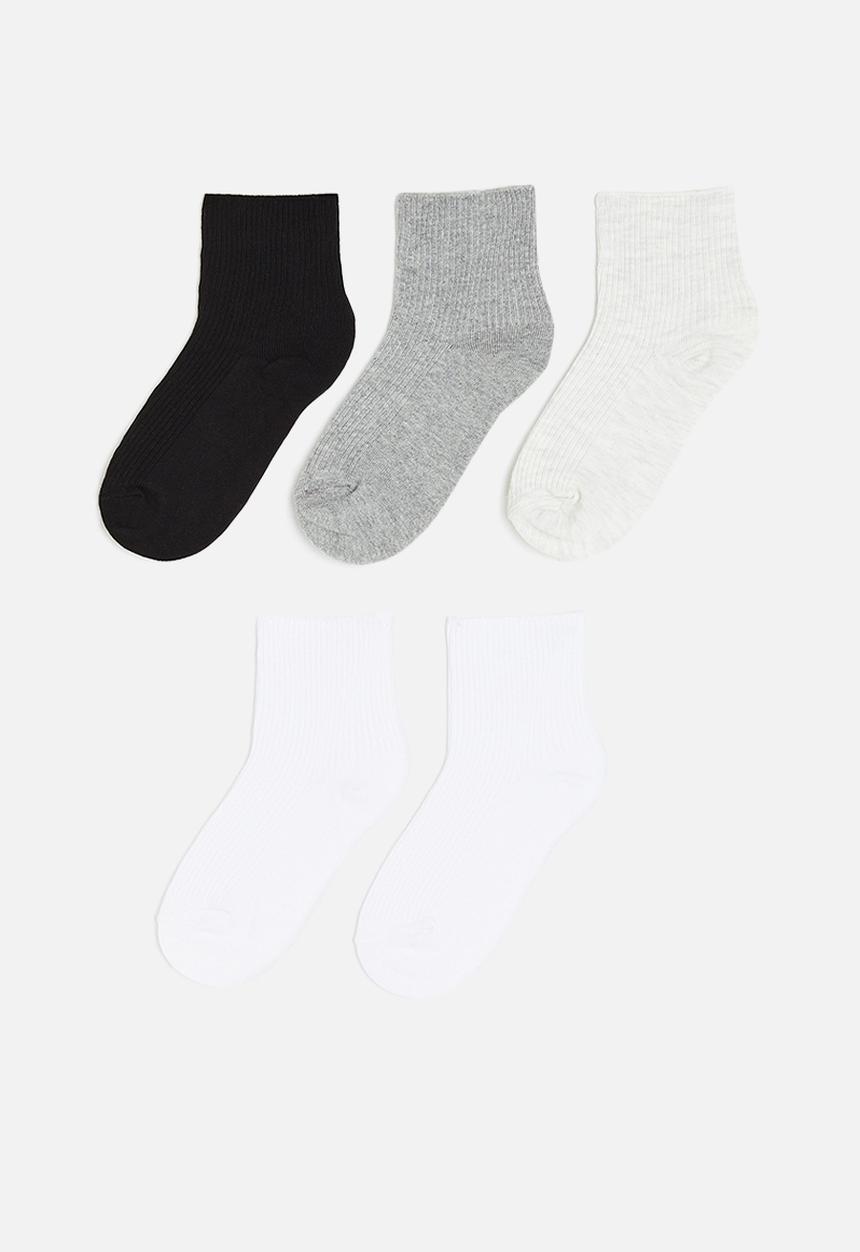 H&M - 5-pack trainer socks - black/grey marl / white