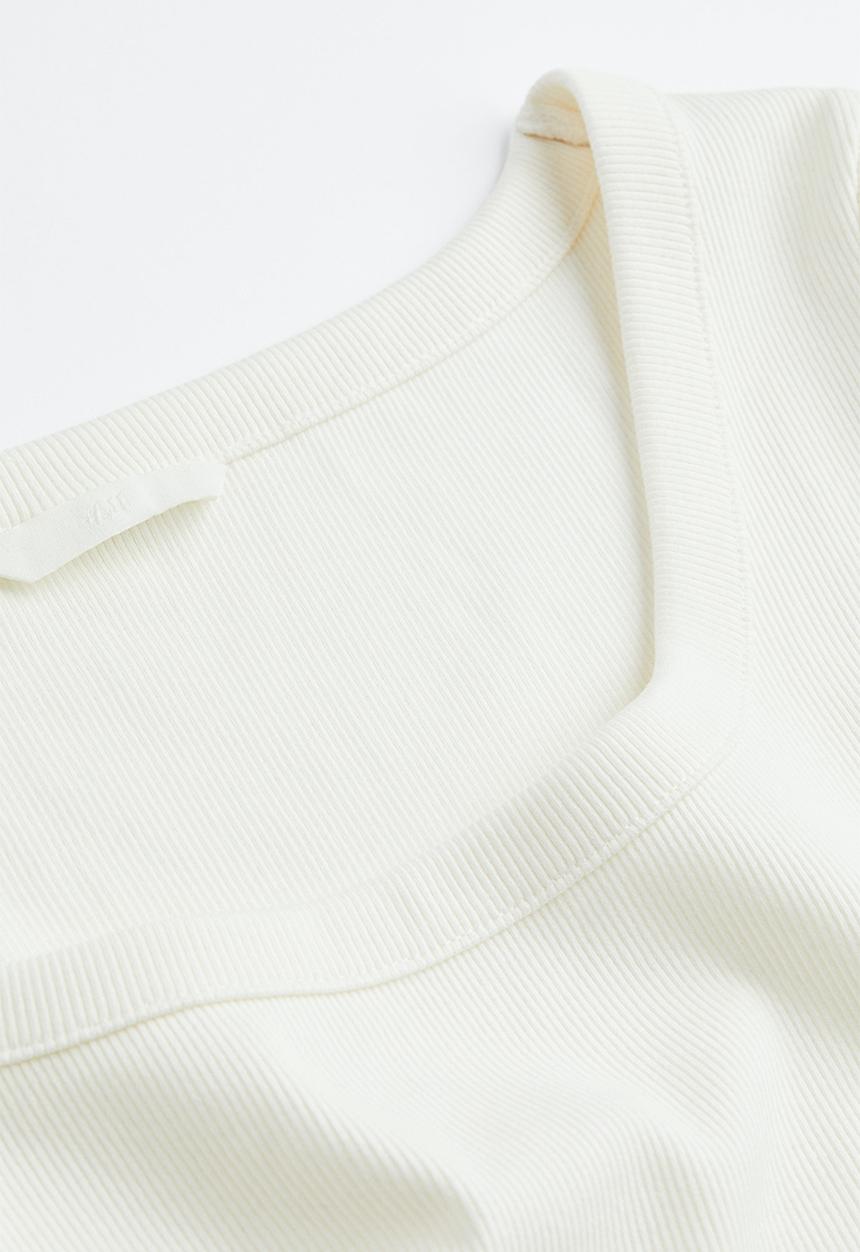 H&M - Ribbed cotton top - white