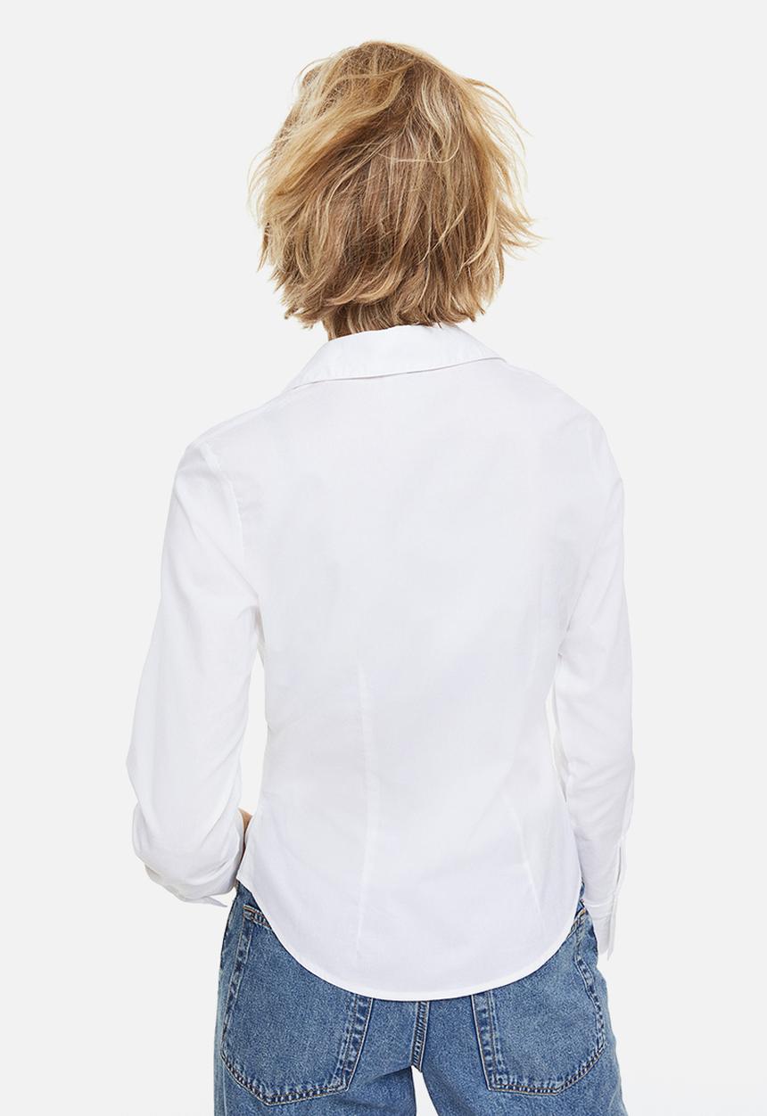 H&M - Fitted poplin shirt - white