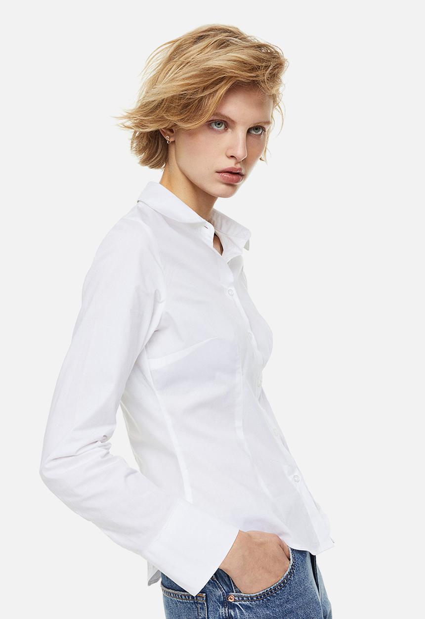 H&M - Fitted poplin shirt - white