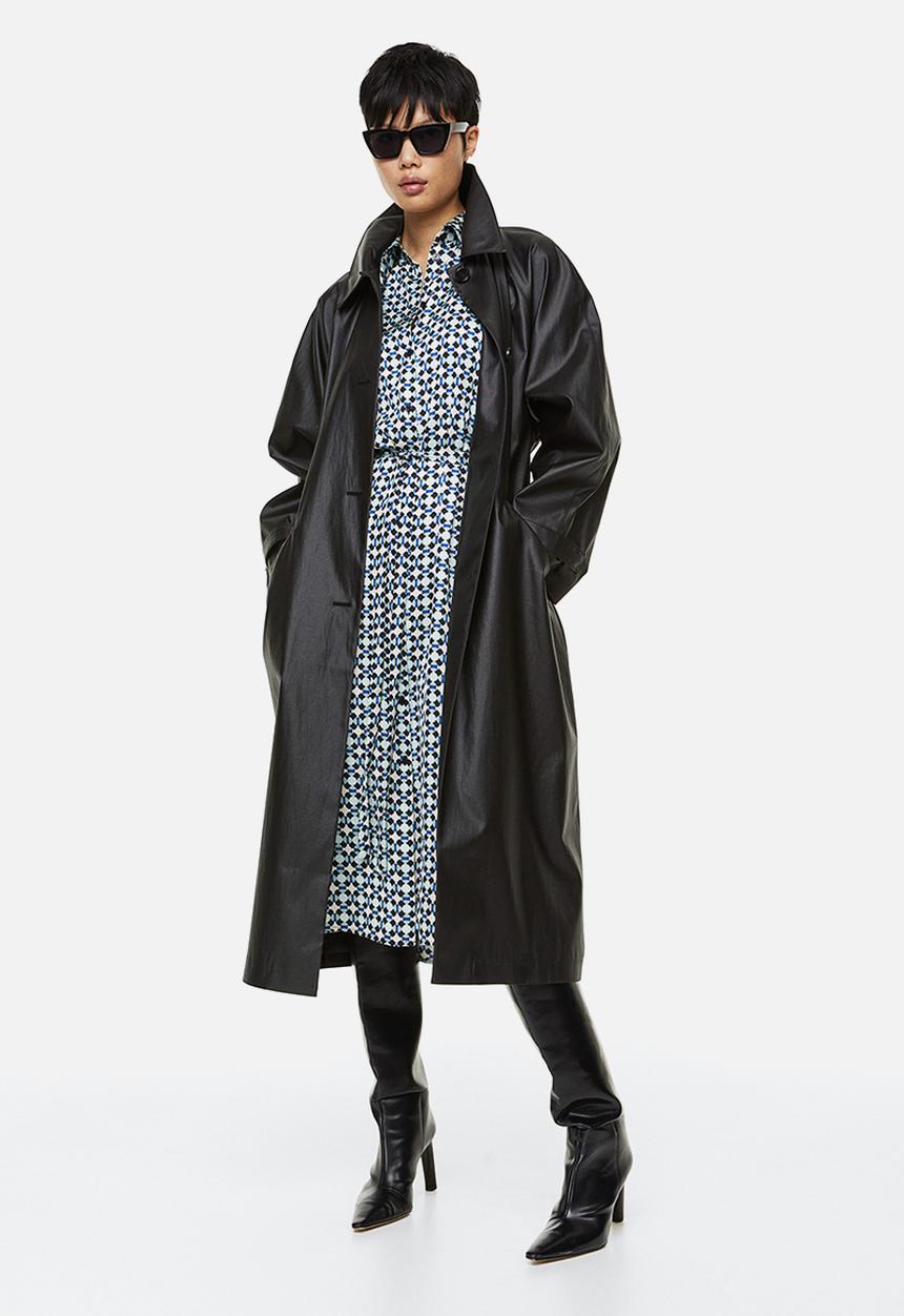 H&M - Tie-belt shirt dress - blue/patterned 
